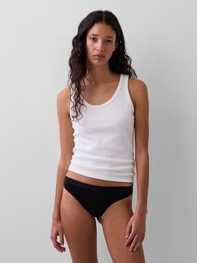 Gap Organic Stretch Cotton Thong, size Small in Black